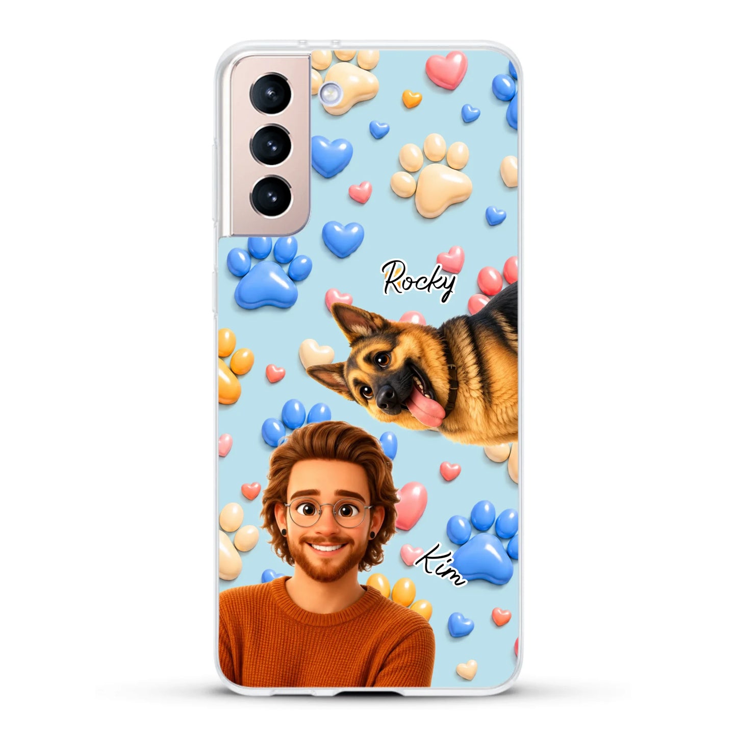 Cartoon Person + Pet - Personalised Phone Case