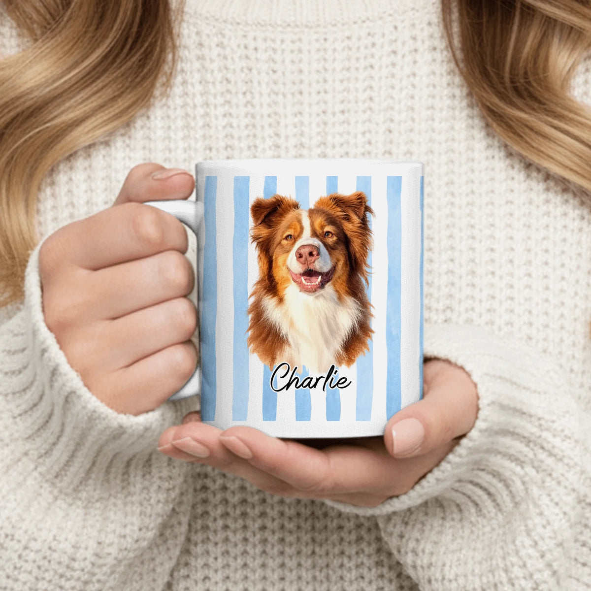 Personalised Mug - Watercolour Striped Photo
