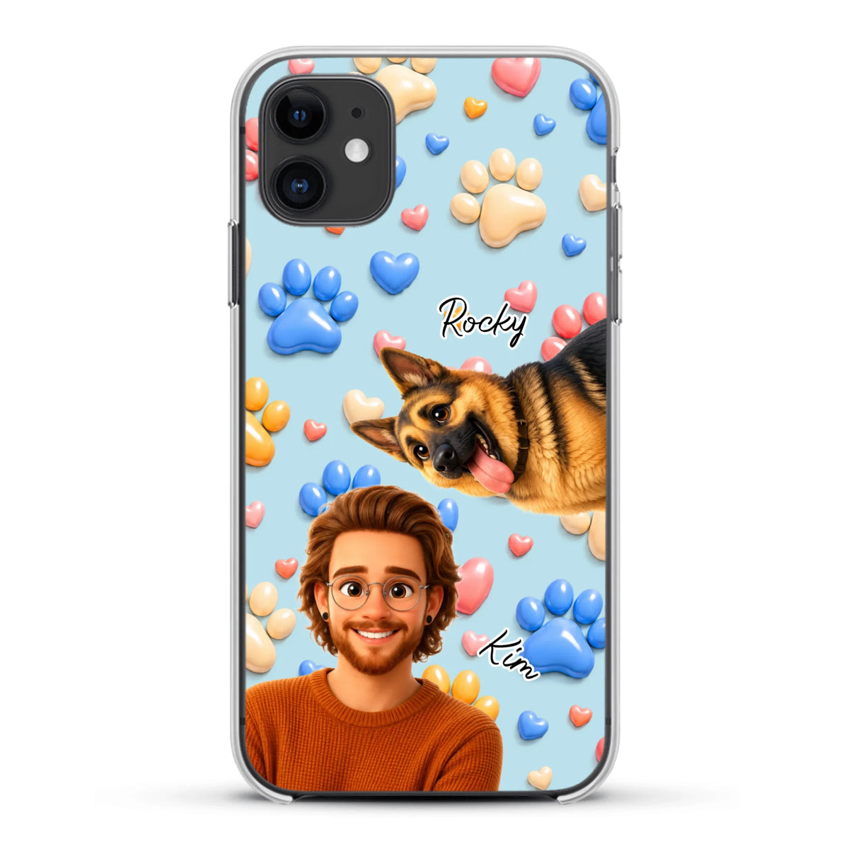 Personalised Phone Case - Cartoon Person + Pet