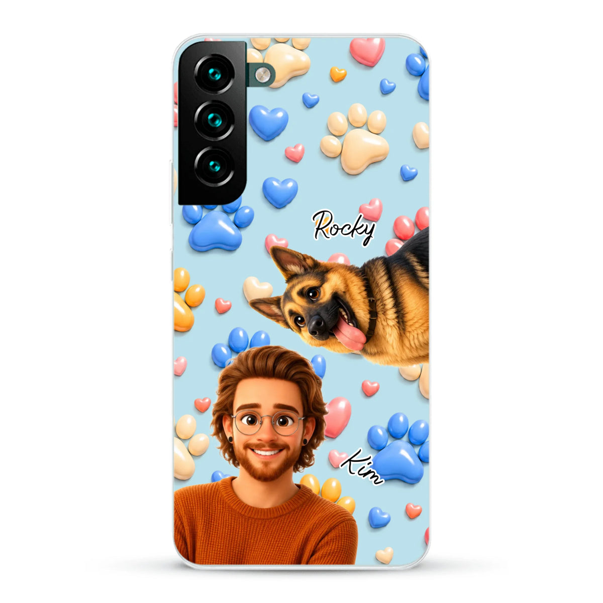Personalised Phone Case - Cartoon Person + Pet