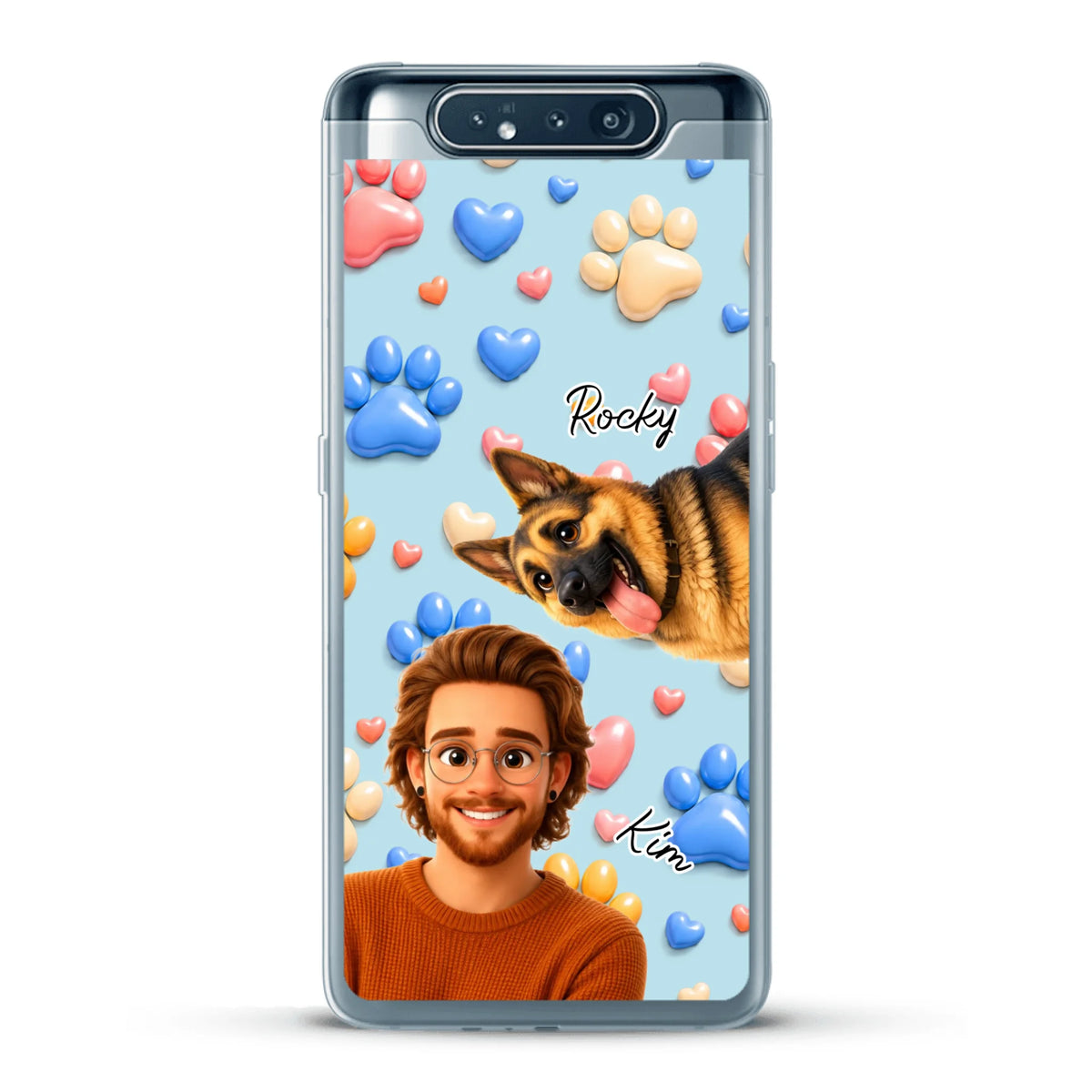 Personalised Phone Case - Cartoon Person + Pet