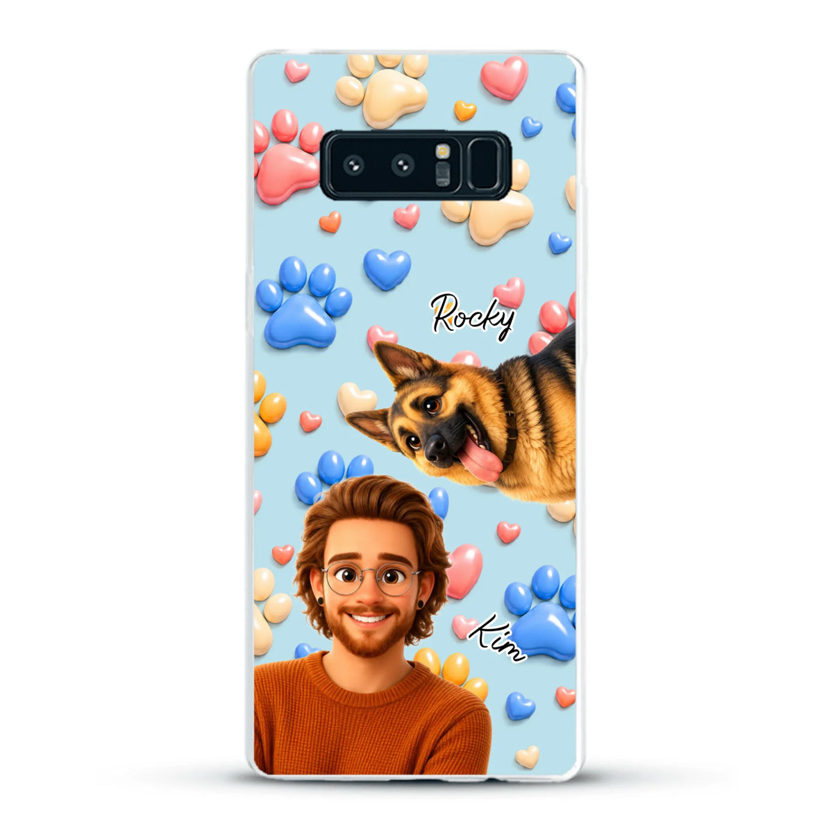 Personalised Phone Case - Cartoon Person + Pet