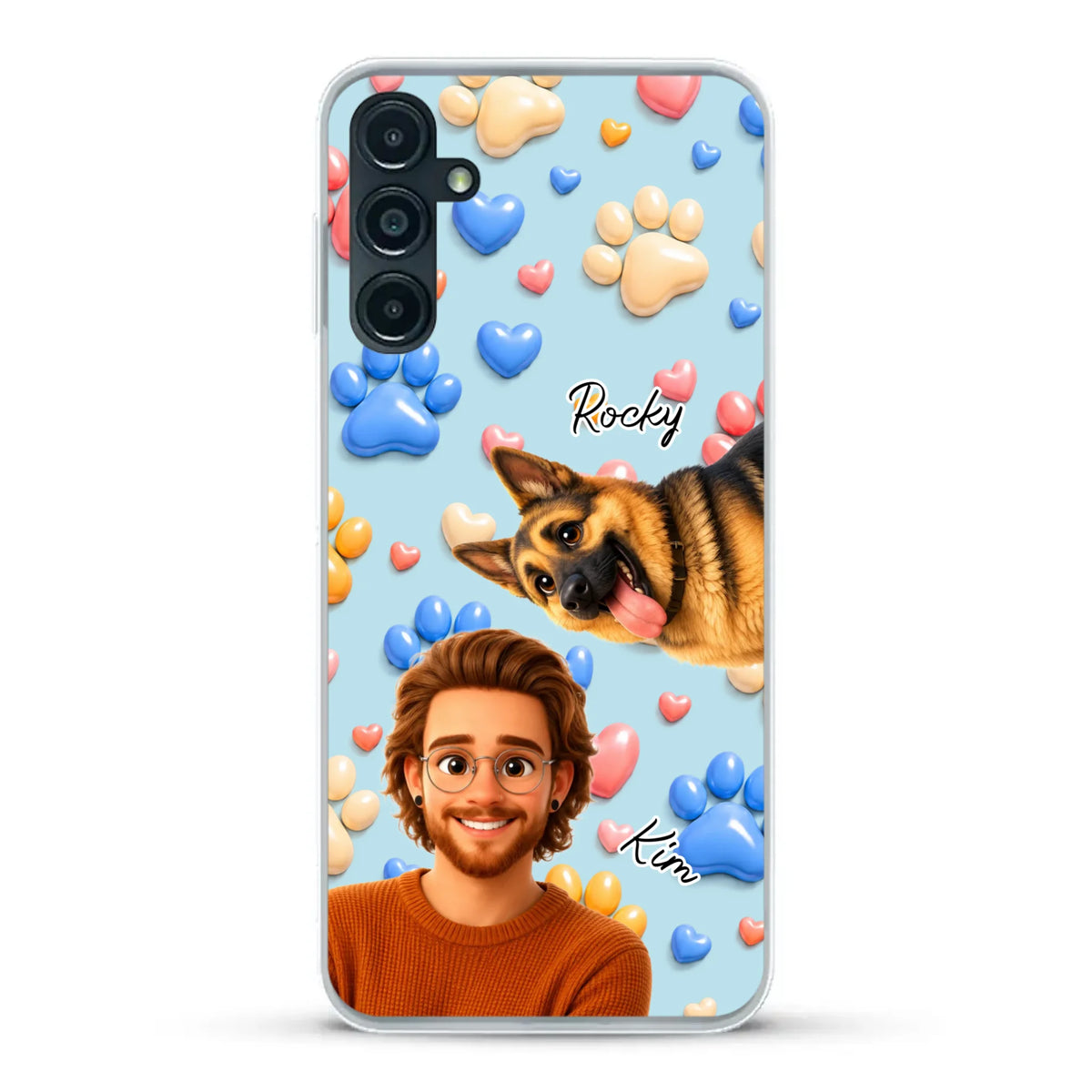 Personalised Phone Case - Cartoon Person + Pet