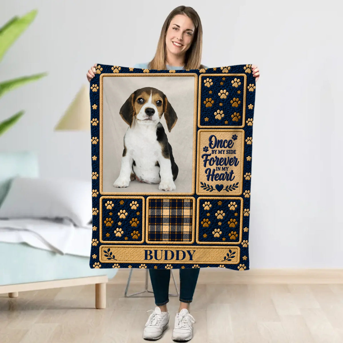 Personalised Blanket - Paw Print Photo