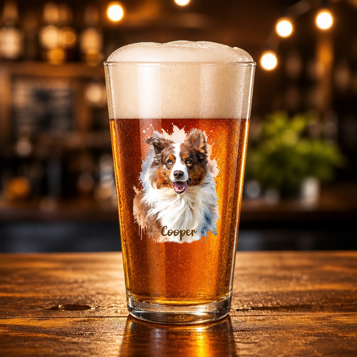 Personalised Pint Glass - Watercolour Realistic Portrait