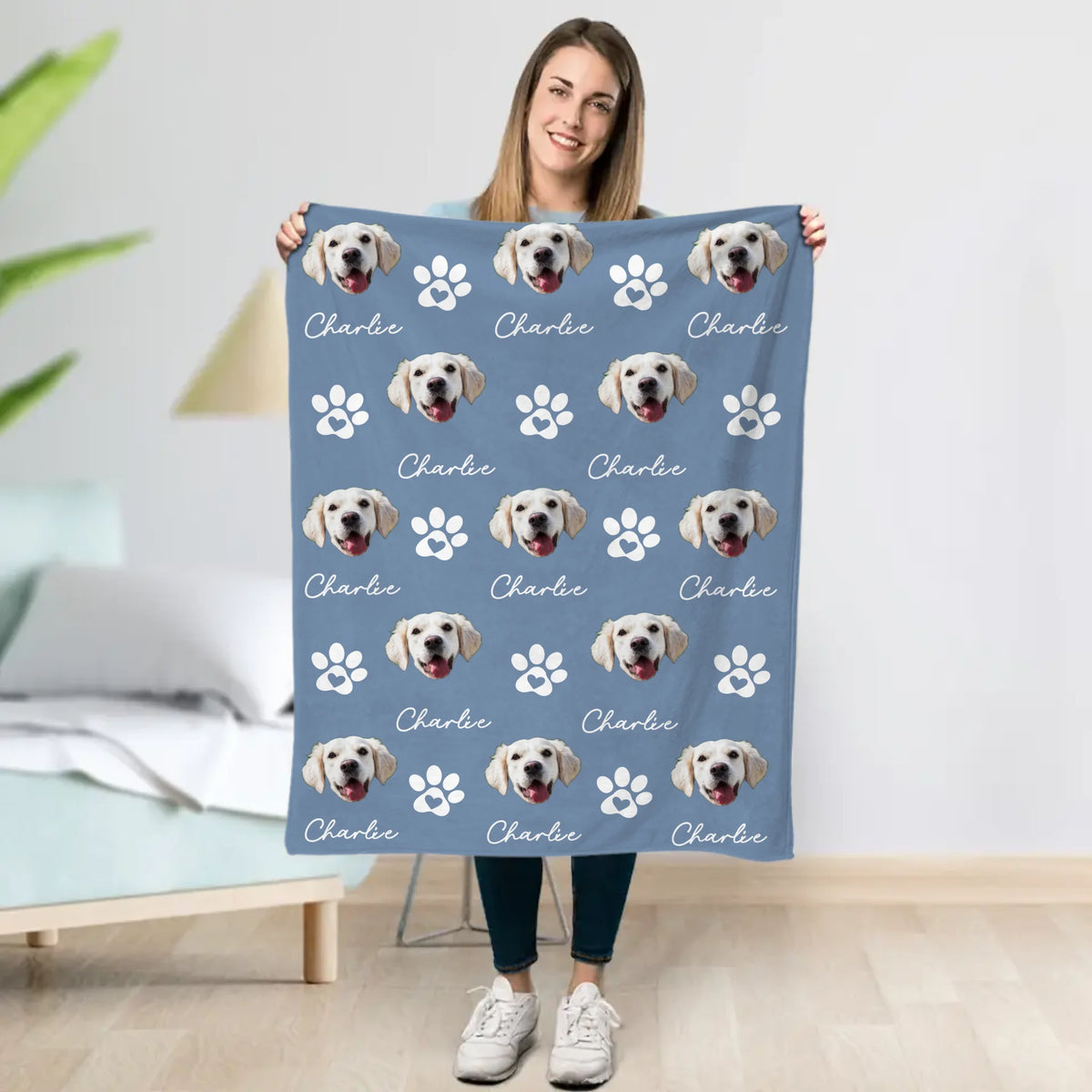 Personalised Blanket - Pet heads with Paws