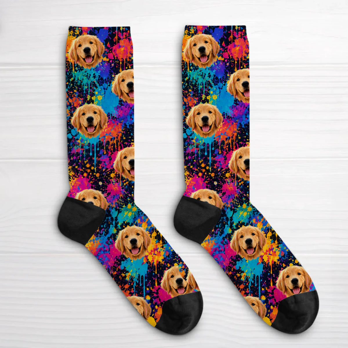 Personalised Socks - Neon Splash Portrait