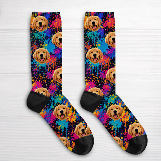 Personalised Socks - Neon Splash Portrait
