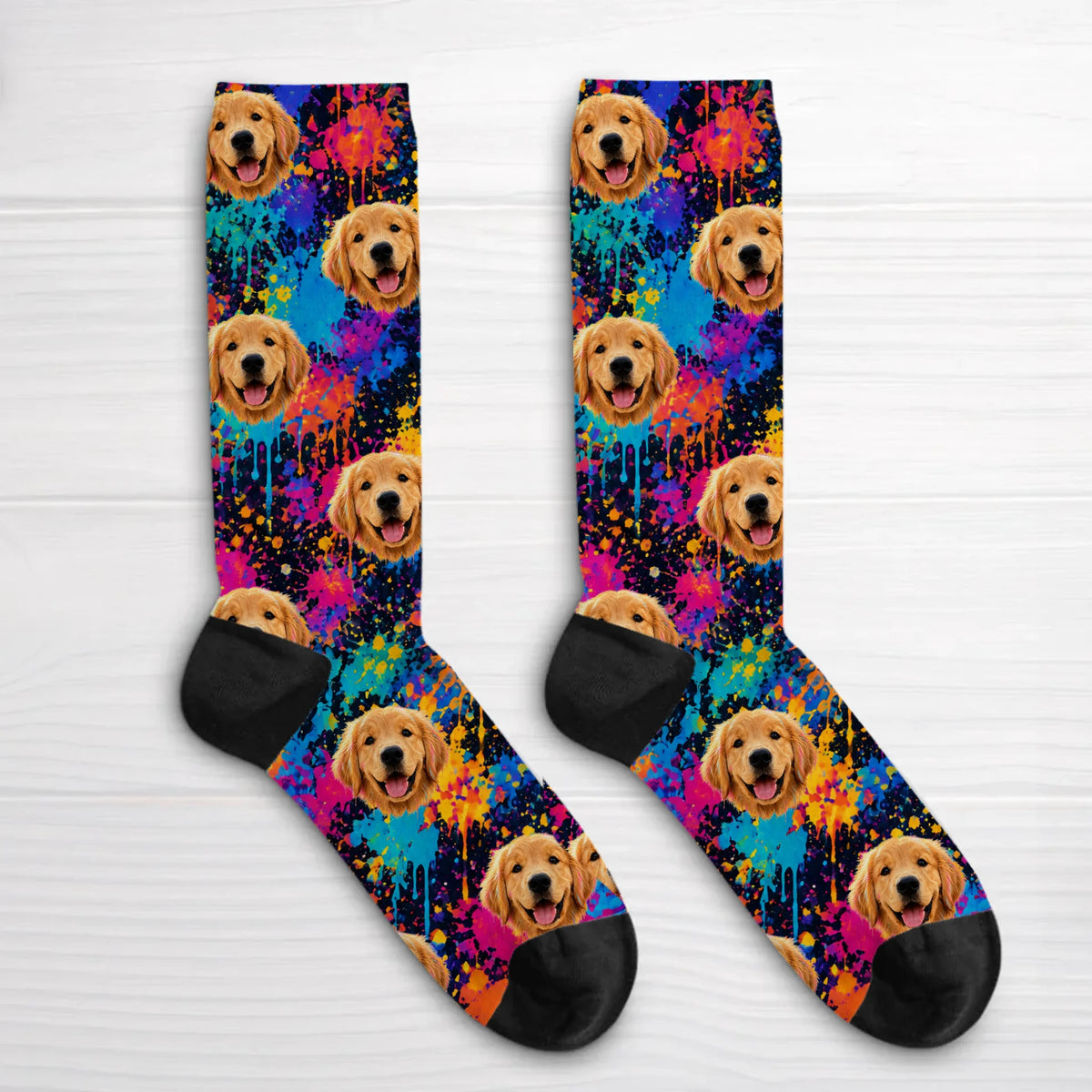 Personalised Socks - Neon Splash Portrait