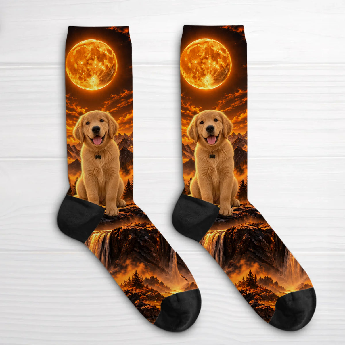 Personalised Socks - Moonlit Forest Scene
