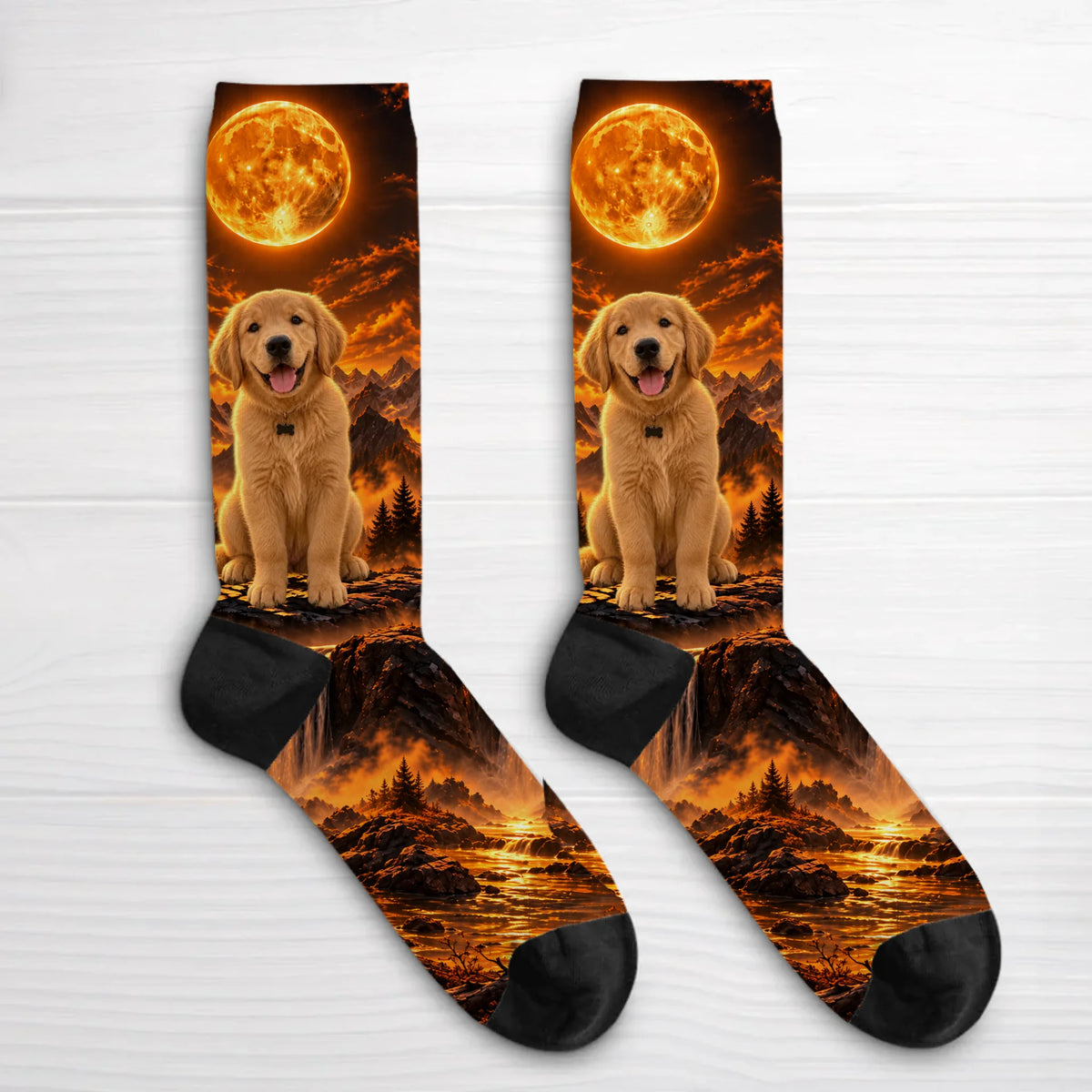 Personalised Socks - Moonlit Forest Scene