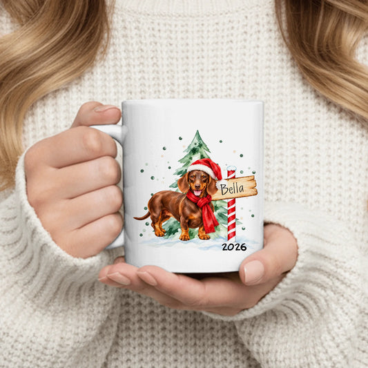 Personalised Mug - Watercolor Christmas Tree Pet