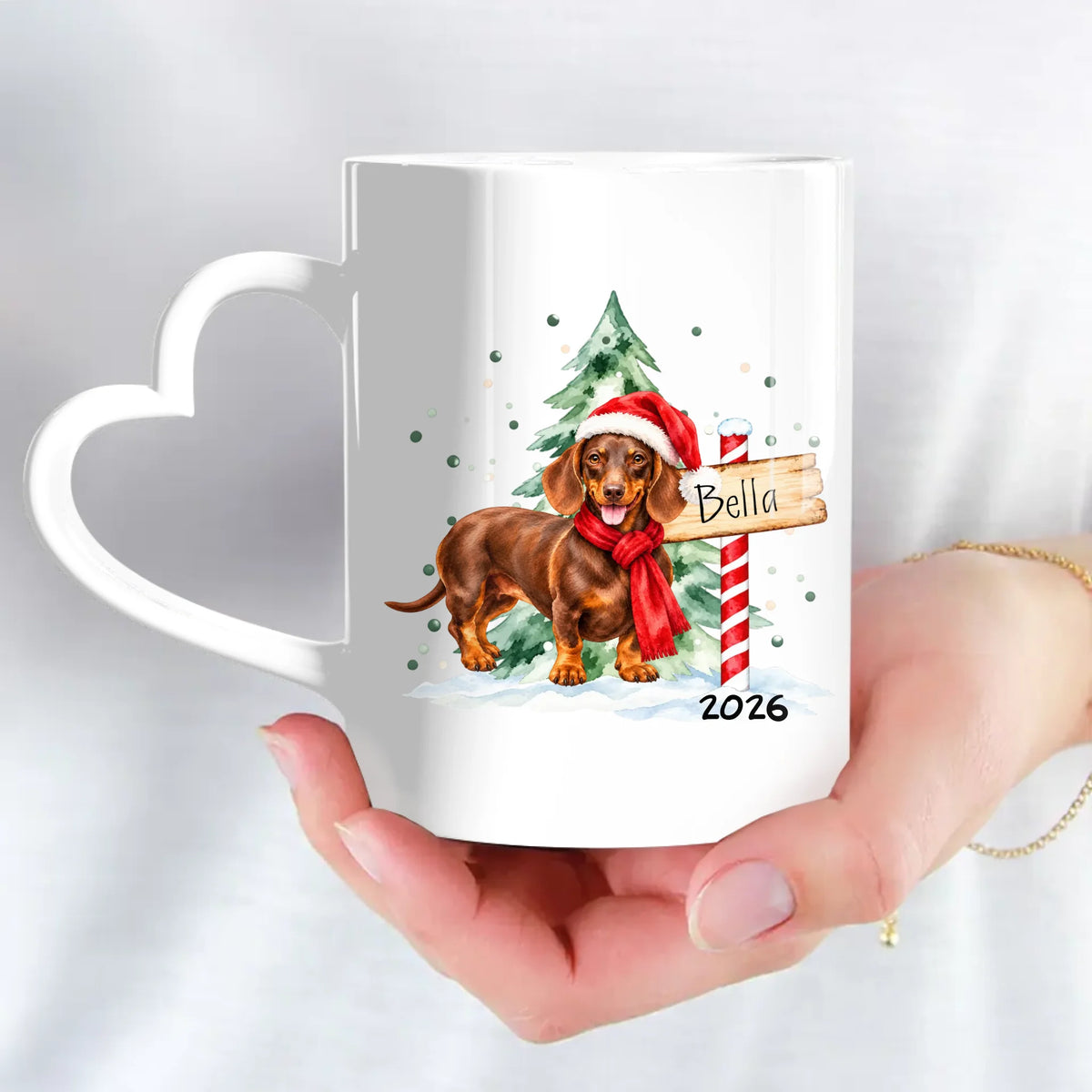 Personalised Mug - Watercolor Christmas Tree Pet