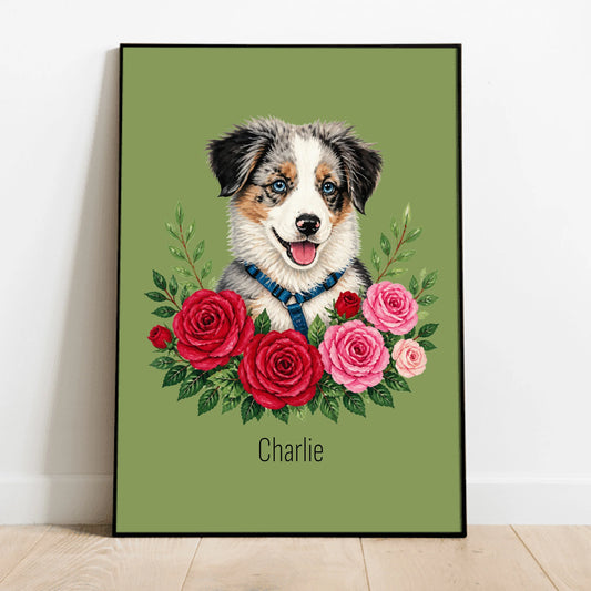 Personalised Poster - Floral Acrylic Portrait