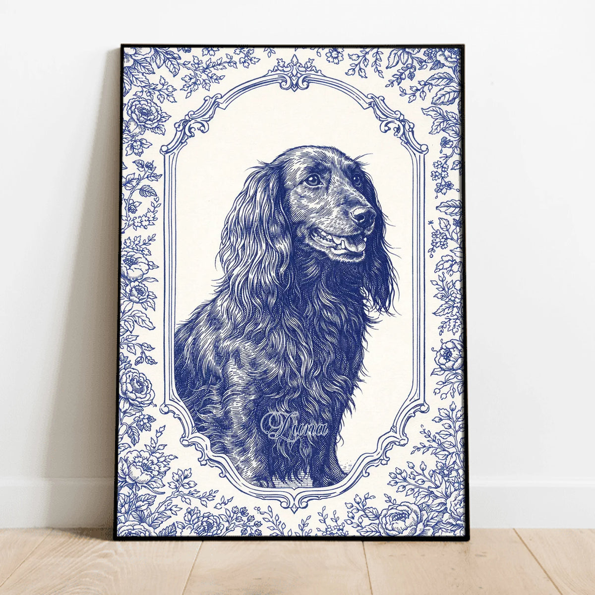 Personalised Poster With Dog or Cat - Toile de Jouy