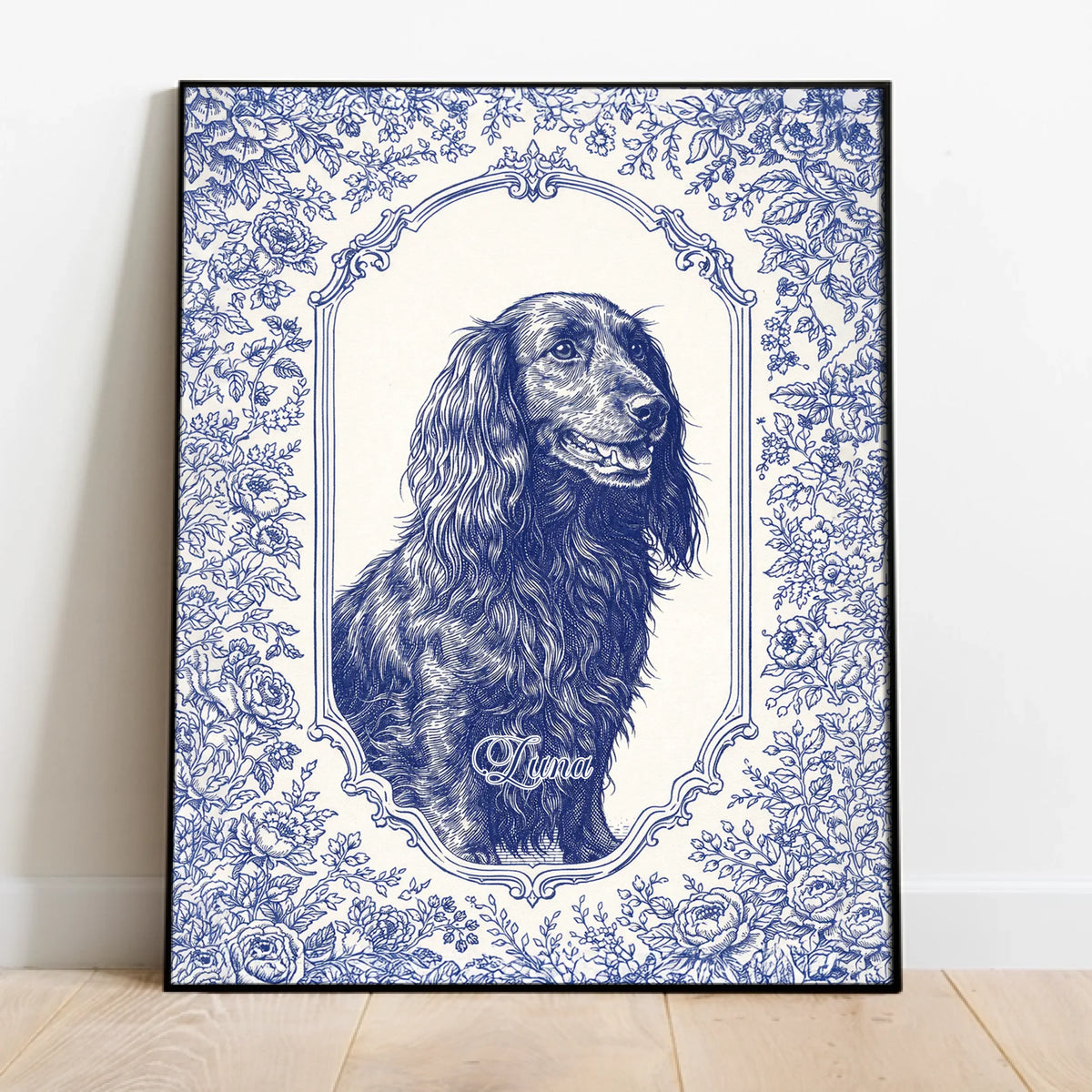 Personalised Poster With Dog or Cat - Toile de Jouy