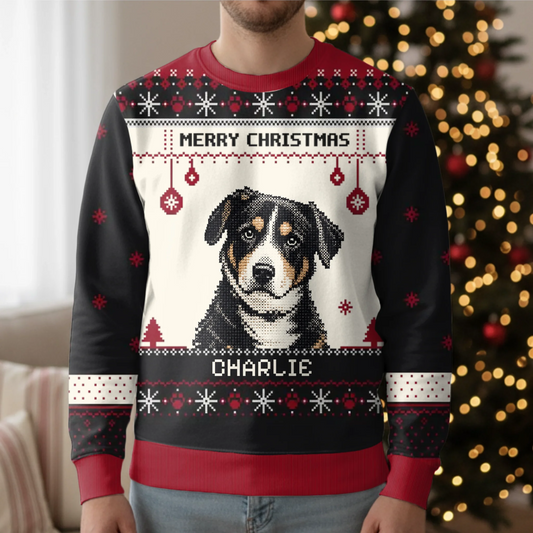 Personalised Ugly Christmas Sweater - Knit Jacquard Pet Portrait