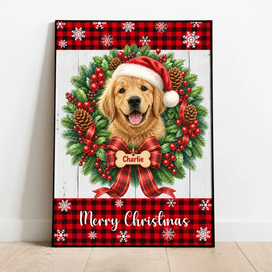 Personalised Poster - Wreath Christmas Pet