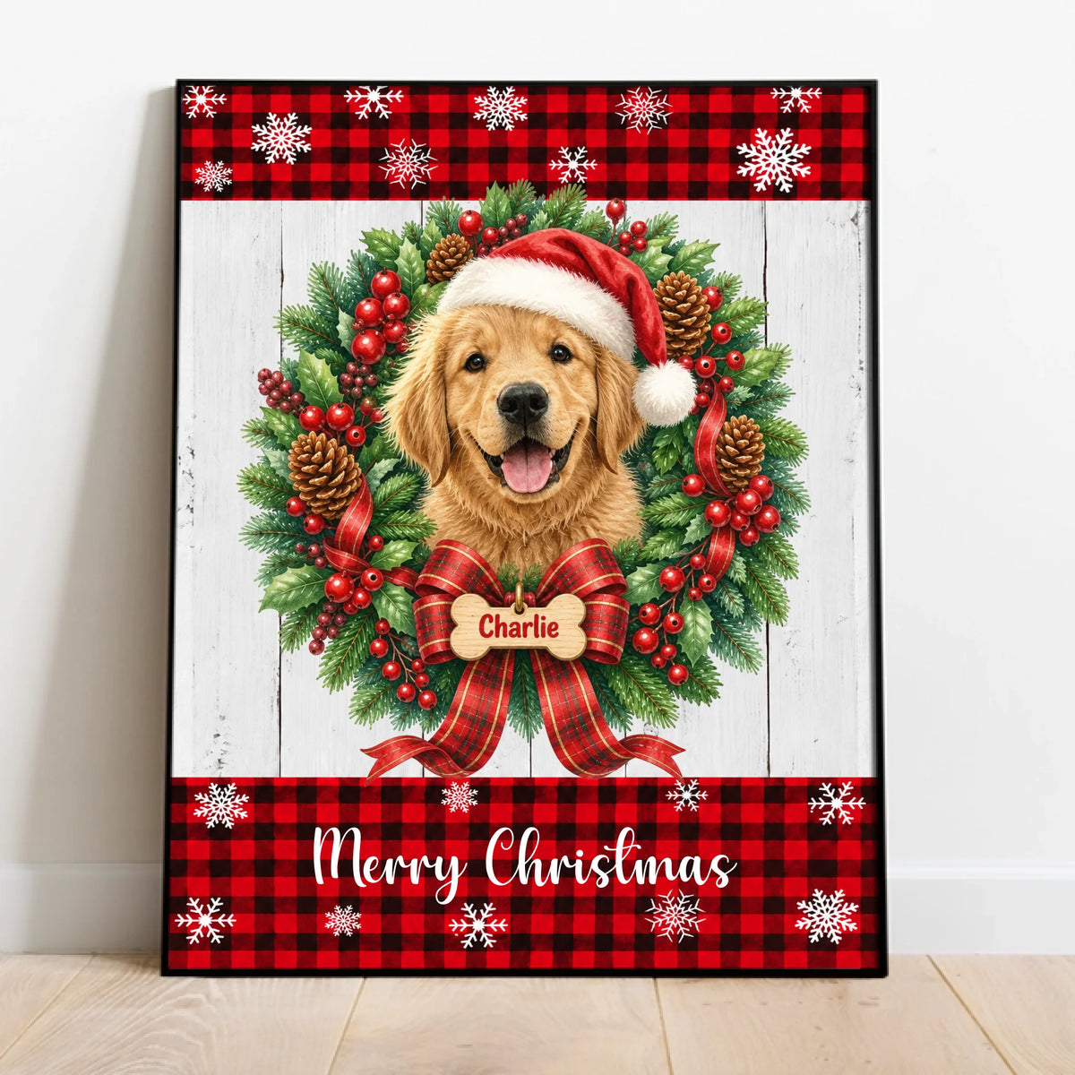 Personalised Poster - Wreath Christmas Pet