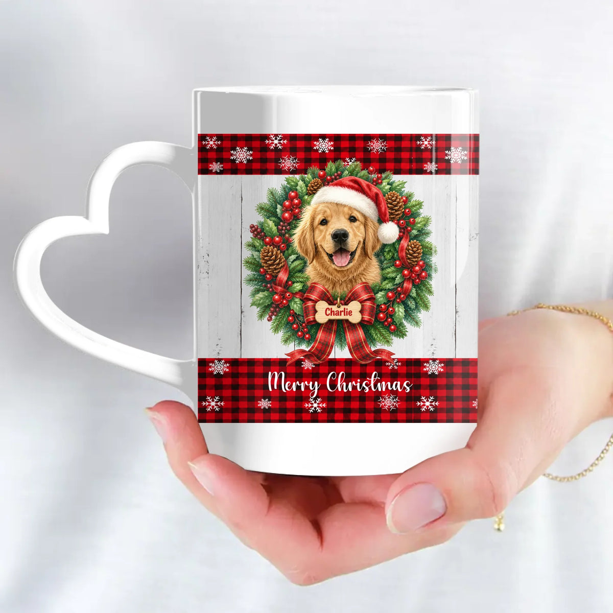Personalised Mug - Wreath Christmas Pet