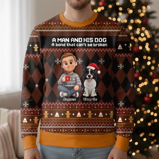 Personalised Ugly Christmas Sweater - Dog Dad All-Over Print