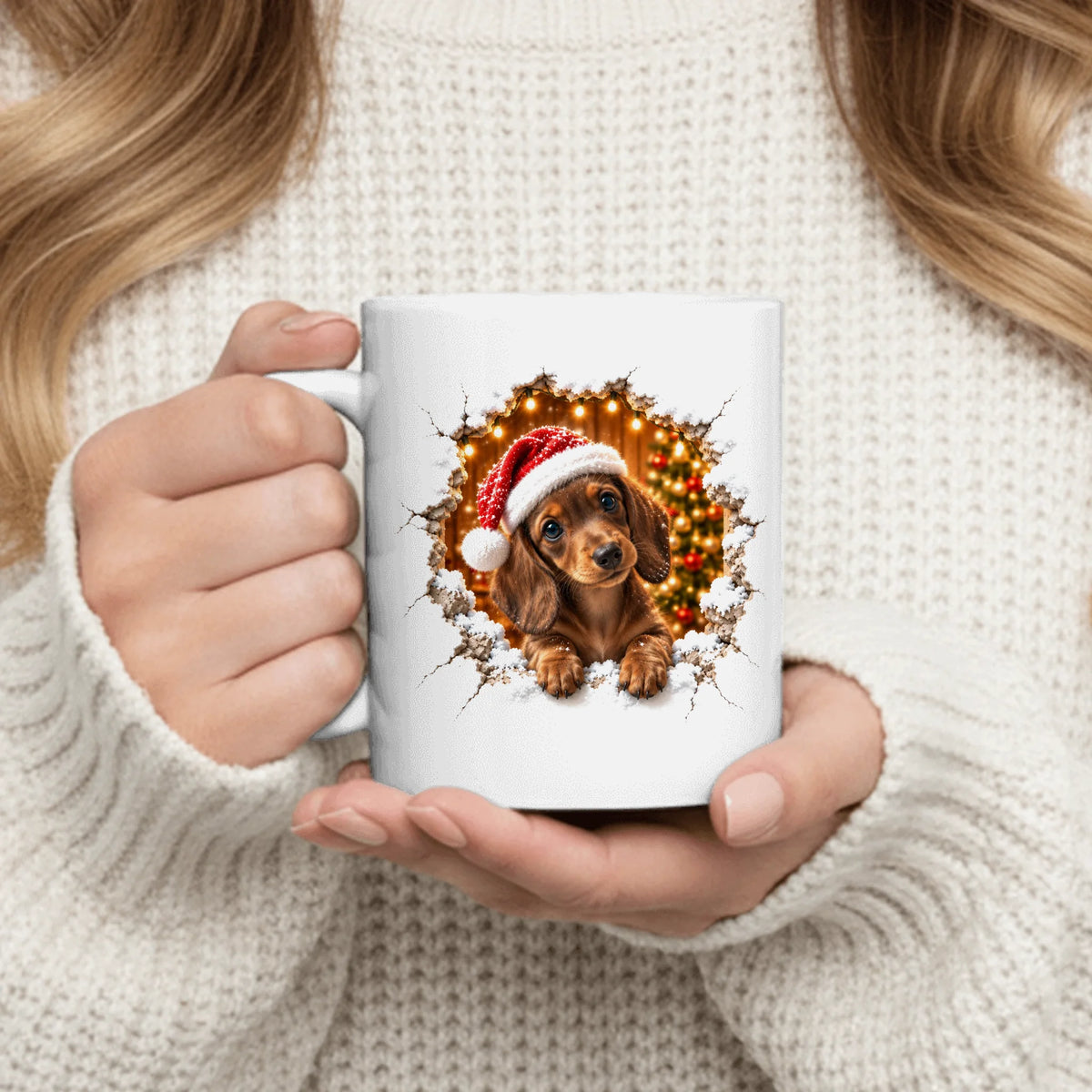 Personalised Mug - 3D Effect Christmas Cracked Wall