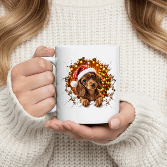 Personalised Mug - 3D Effect Christmas Cracked Wall