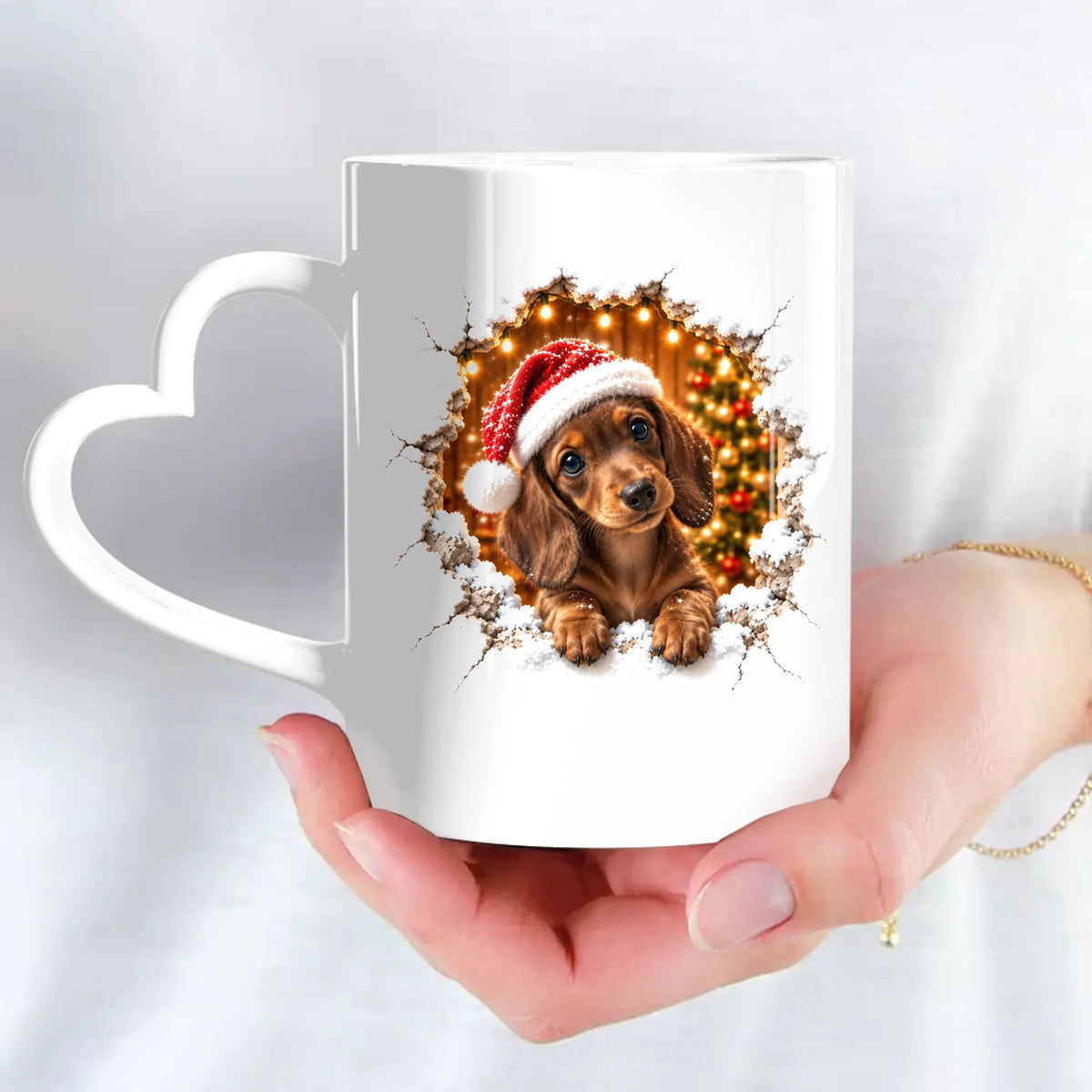 Personalised Mug - 3D Effect Christmas Cracked Wall