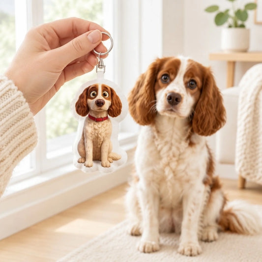 Personalised Shaped Keychain - Cartoon gift for dog owners - hero hand - Pet Printed