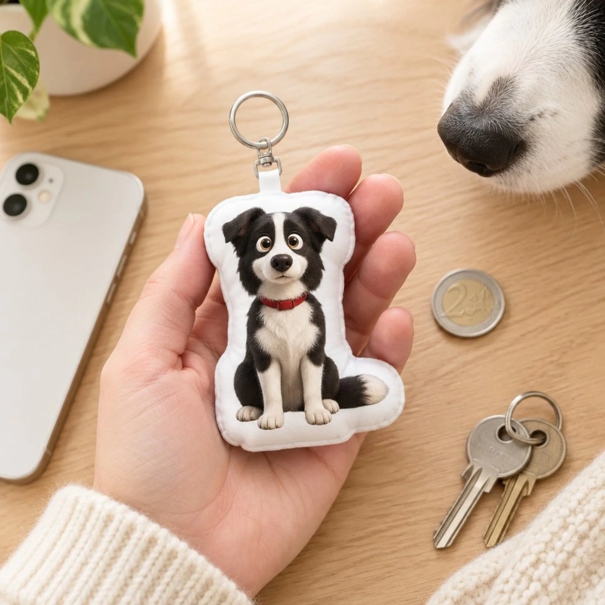 Personalised Shaped Keychain - Cartoon gift for dog owners - scale in palm - Pet Printed
