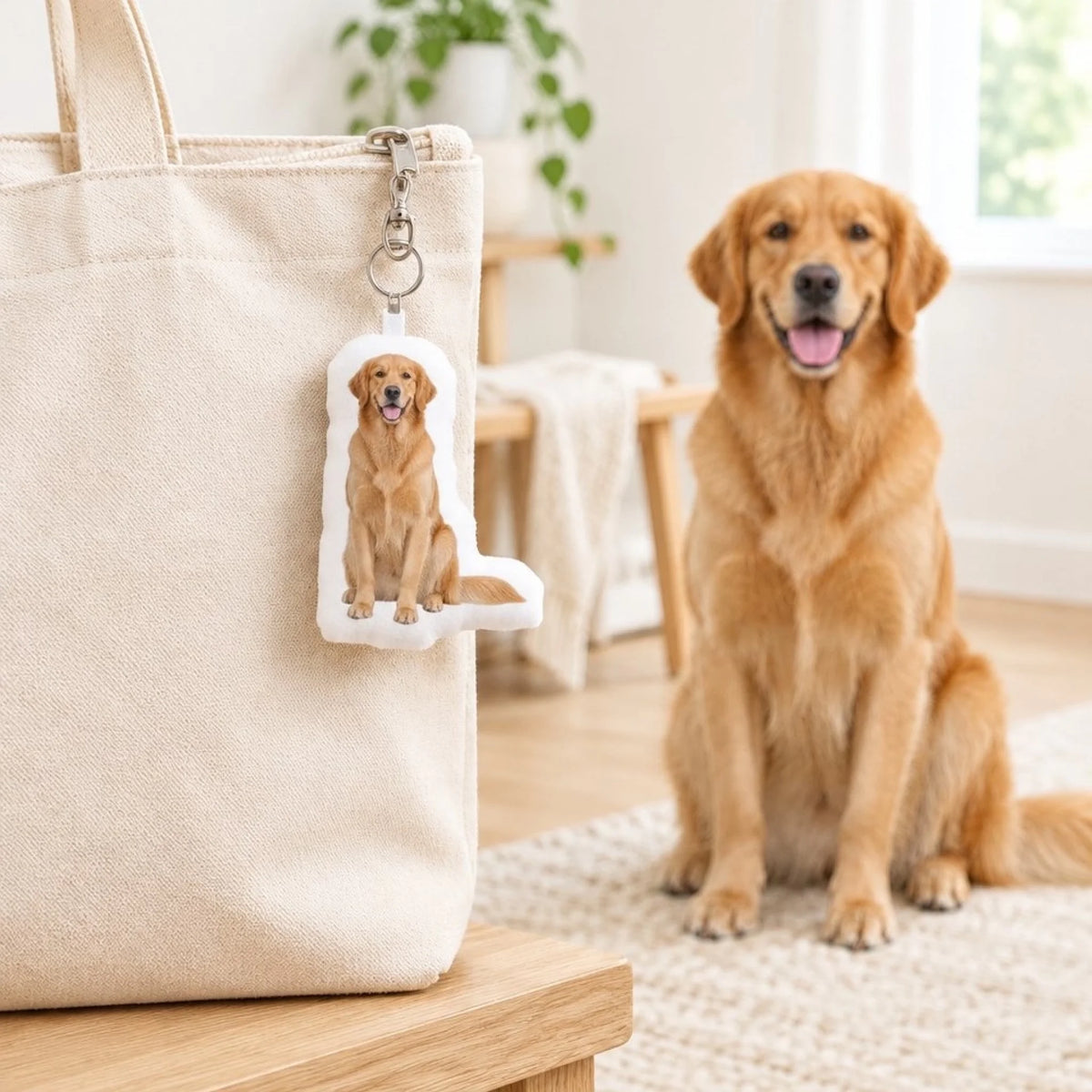Personalised Shaped Keychain - Your Photo With Dog gift for dog owners - bag charm - Pet Printed