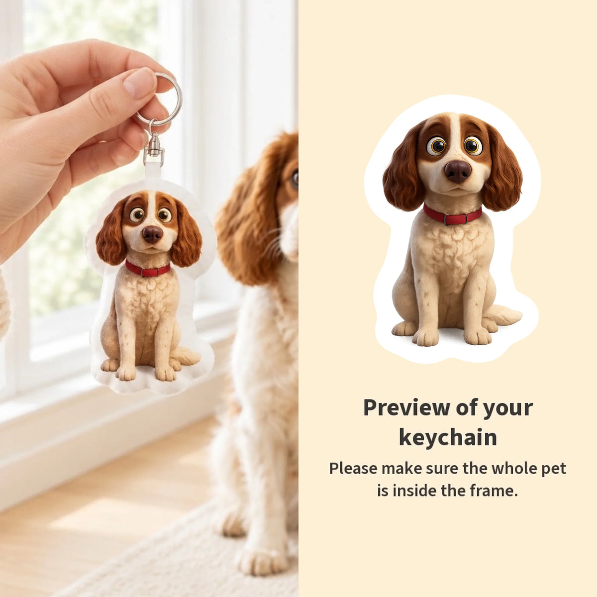Personalised Shaped Keychain - Cartoon - live preview - Pet Printed