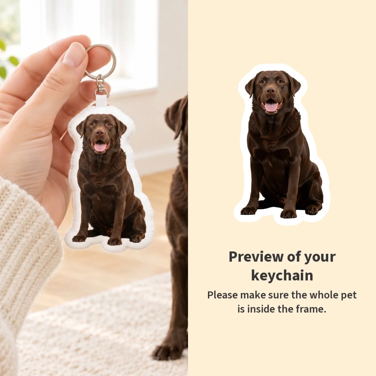 Personalised Shaped Keychain - Your Photo With Dog - live preview - Pet Printed
